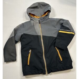 Lands End Children's Jacket With Hood Size‎ 5-6 (Medium) Black&Gray With Orange